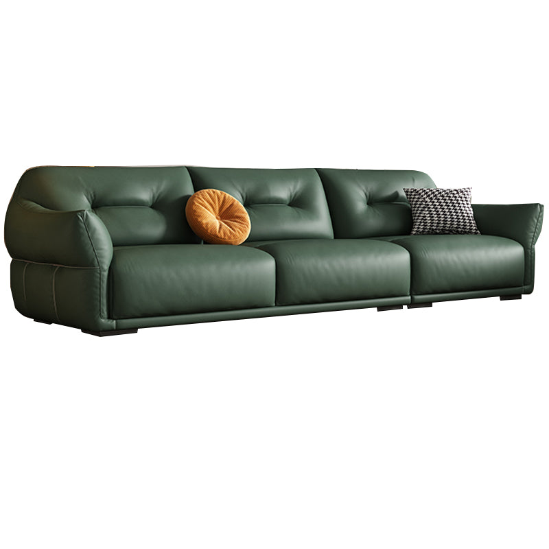 Eigentijdse groene vierkante arm echt leerstationaire bank