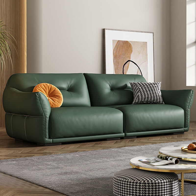 Eigentijdse groene vierkante arm echt leerstationaire bank