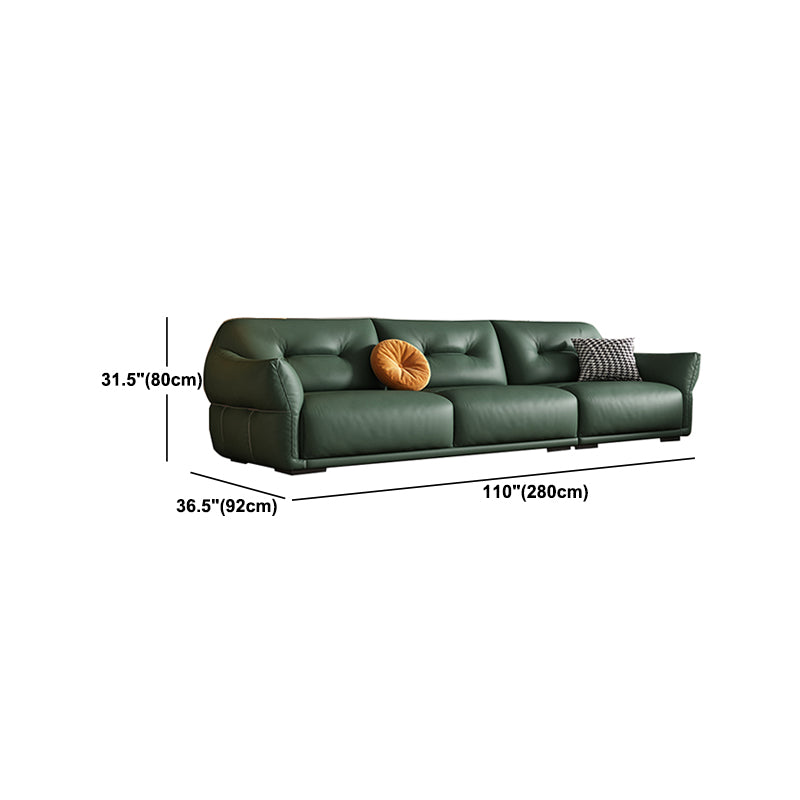 Eigentijdse groene vierkante arm echt leerstationaire bank