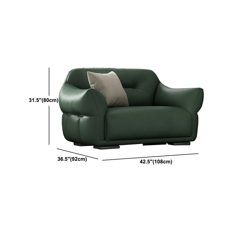 Eigentijdse groene vierkante arm echt leerstationaire bank