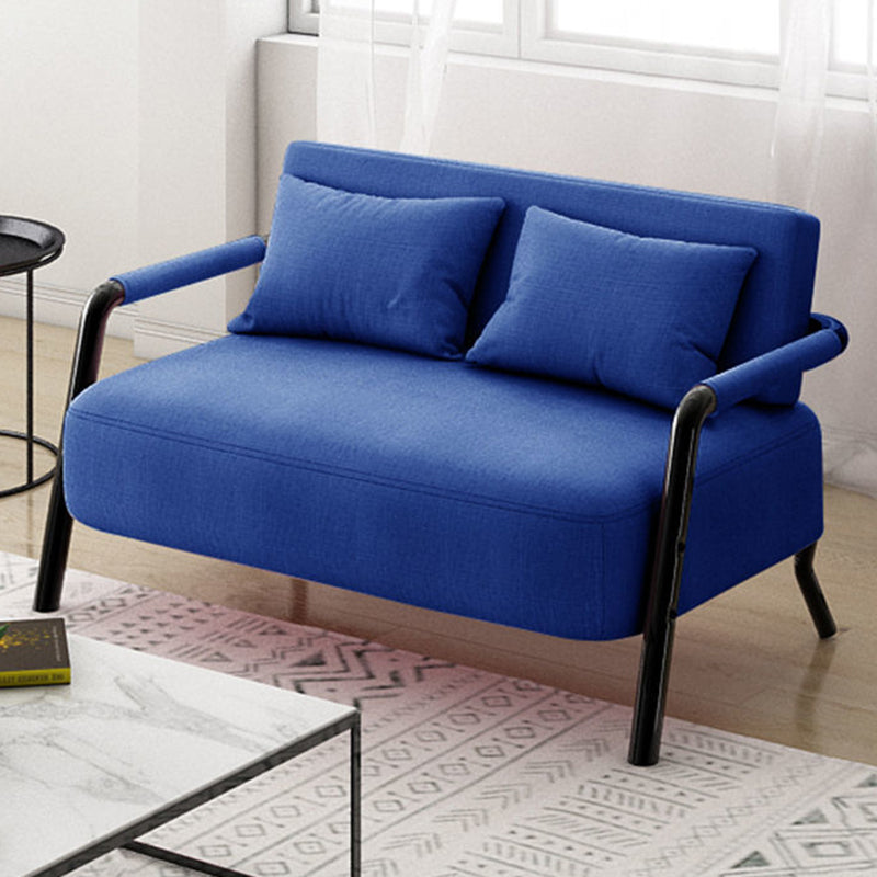 Divano contemporaneo con 2 cuscini di divano nero a braccio quadrato standard