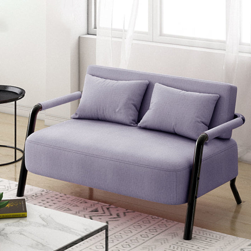 Divano contemporaneo con 2 cuscini di divano nero a braccio quadrato standard