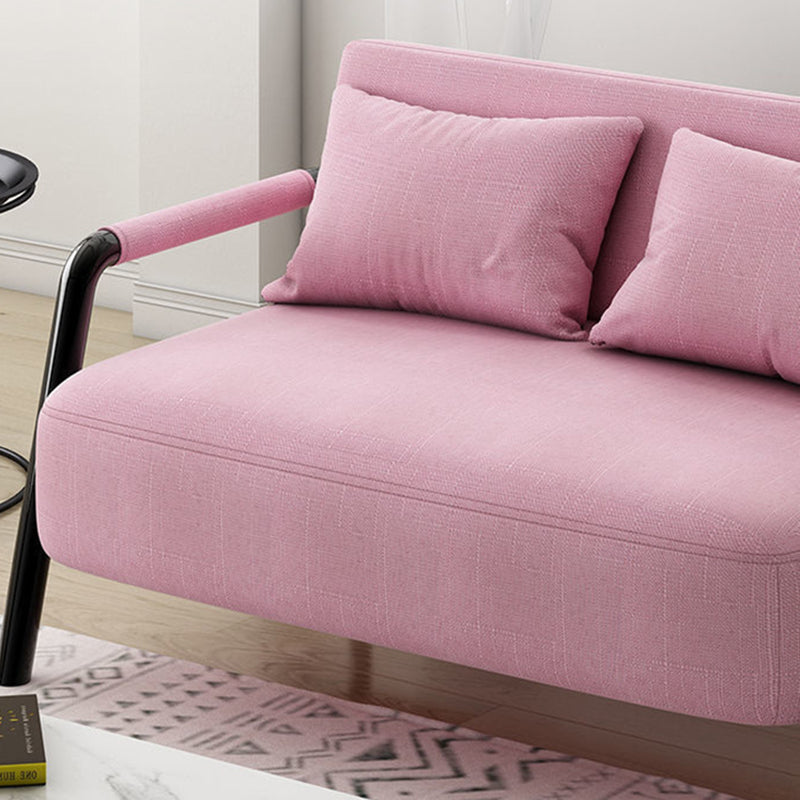 Divano contemporaneo con 2 cuscini di divano nero a braccio quadrato standard