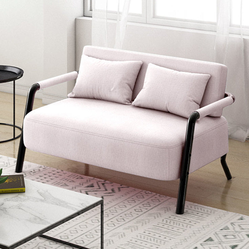 Divano contemporaneo con 2 cuscini di divano nero a braccio quadrato standard