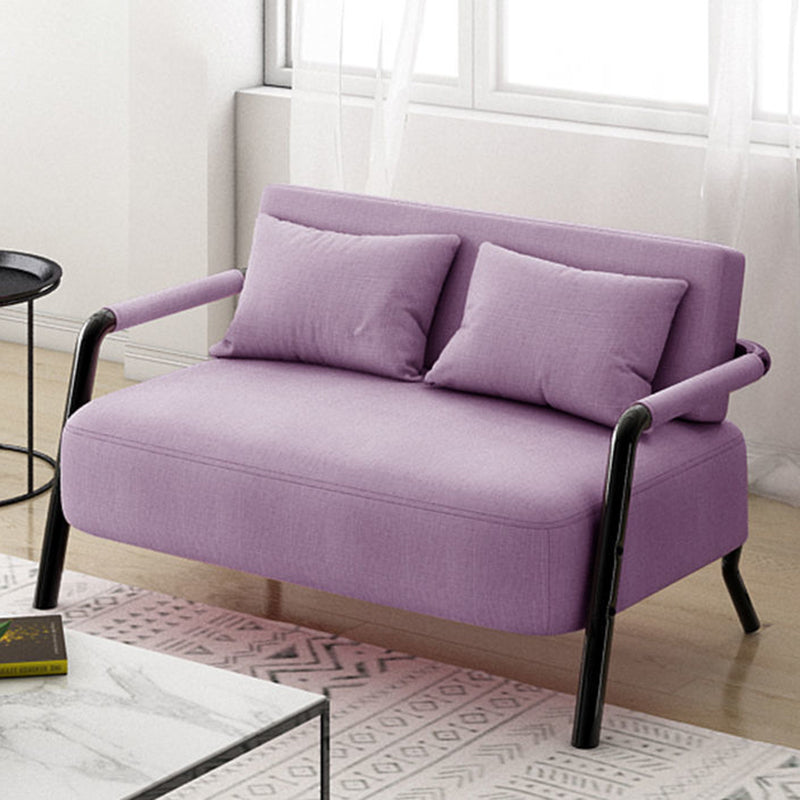 Divano contemporaneo con 2 cuscini di divano nero a braccio quadrato standard