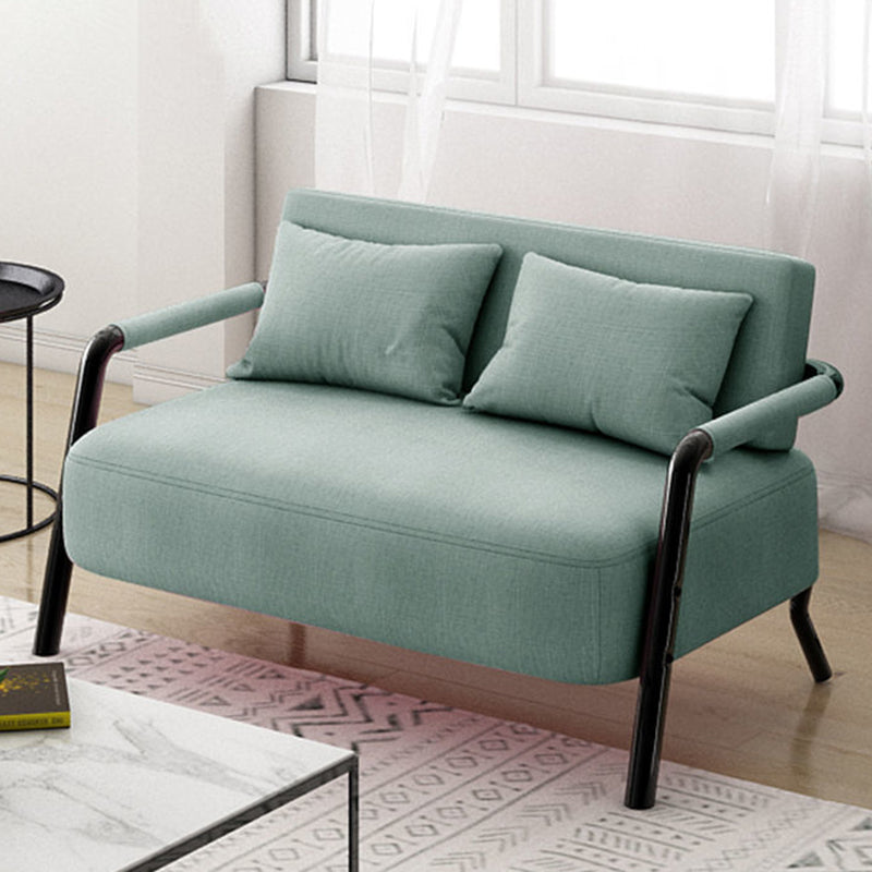 Divano contemporaneo con 2 cuscini di divano nero a braccio quadrato standard