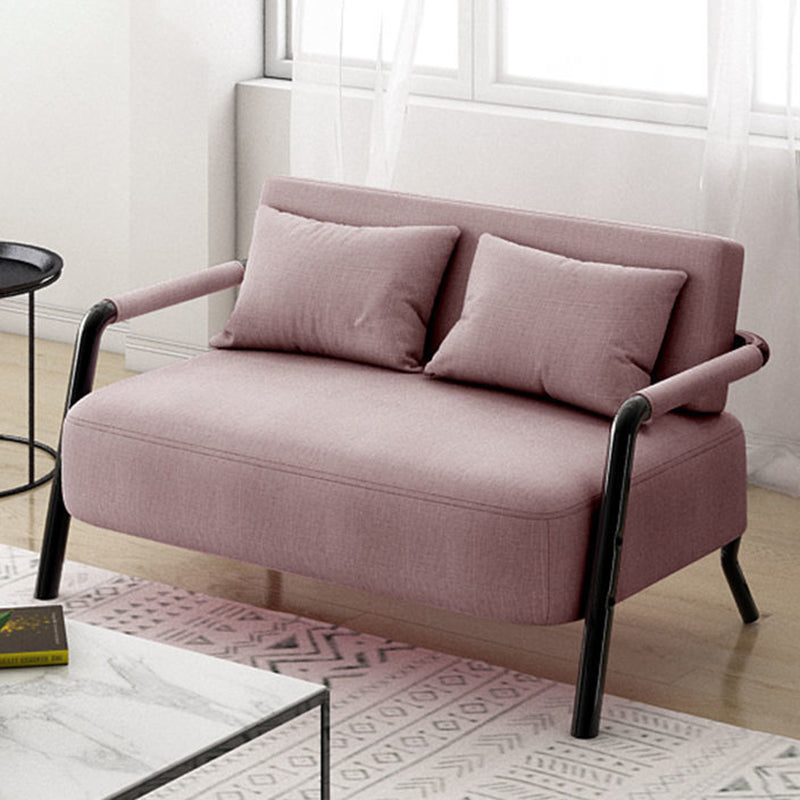 Divano contemporaneo con 2 cuscini di divano nero a braccio quadrato standard