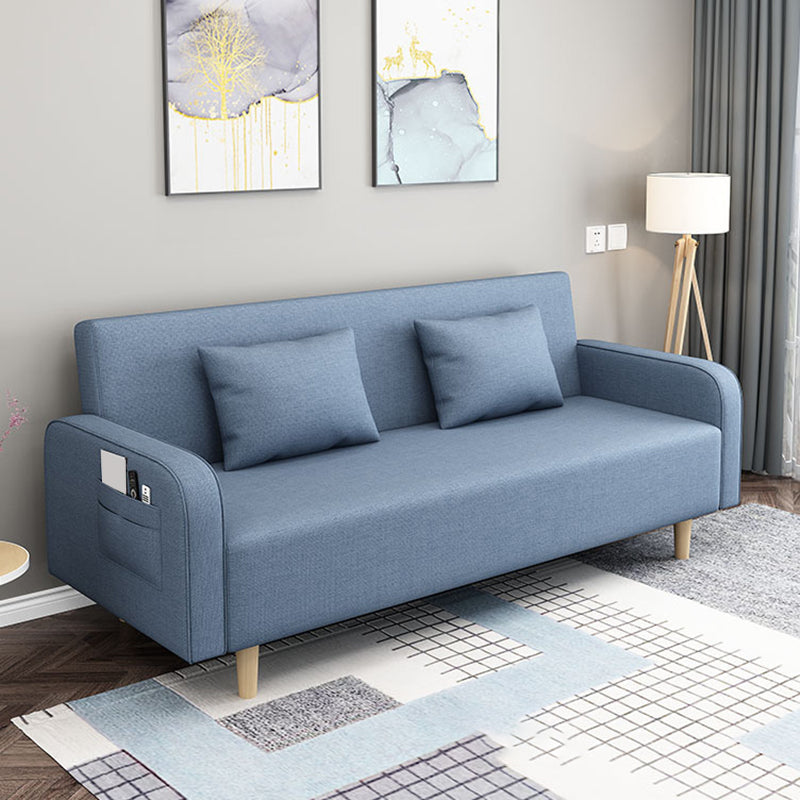 Divano contemporaneo con 2 cuscini convertibili braccio quadrato