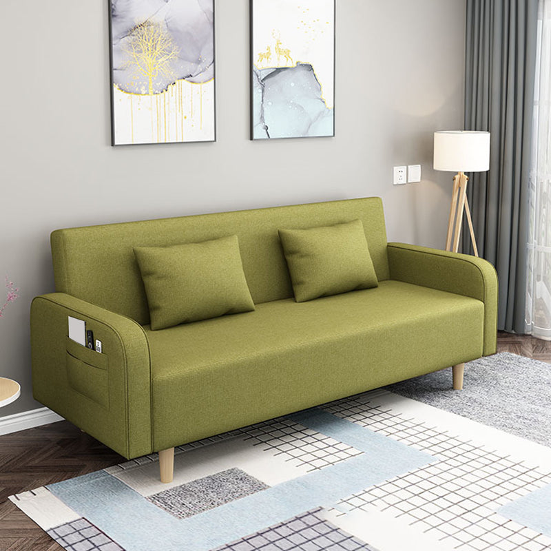 Divano contemporaneo con 2 cuscini convertibili braccio quadrato