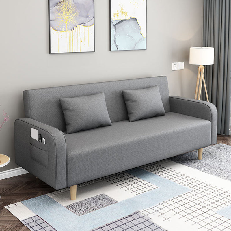 Divano contemporaneo con 2 cuscini convertibili braccio quadrato