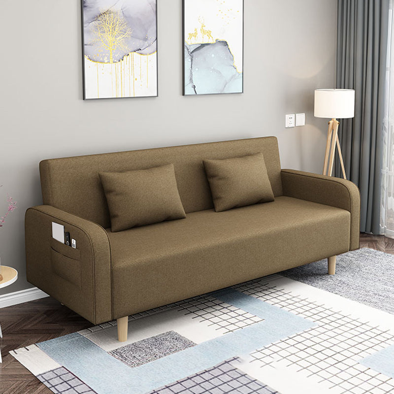 Divano contemporaneo con 2 cuscini convertibili braccio quadrato