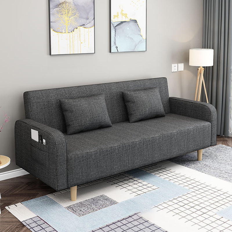 Divano contemporaneo con 2 cuscini convertibili braccio quadrato