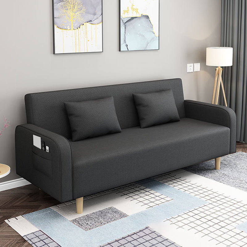 Divano contemporaneo con 2 cuscini convertibili braccio quadrato