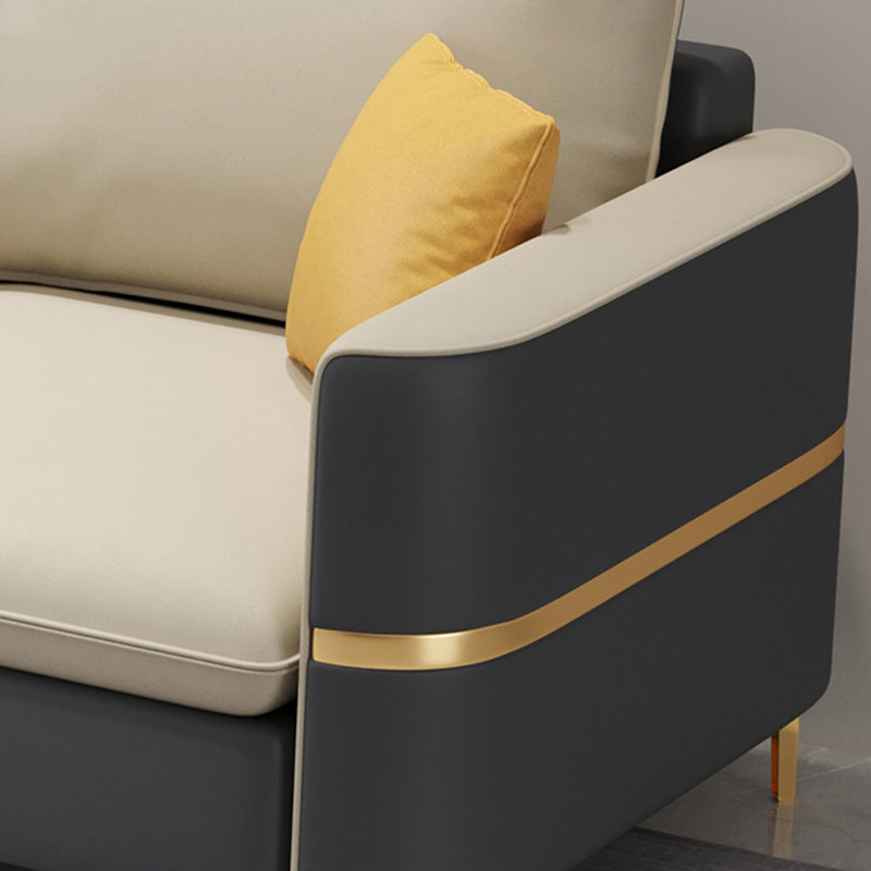 Sofa de style moderne et chaise sectionnelle en faux cuir avec oreillers de boîtier