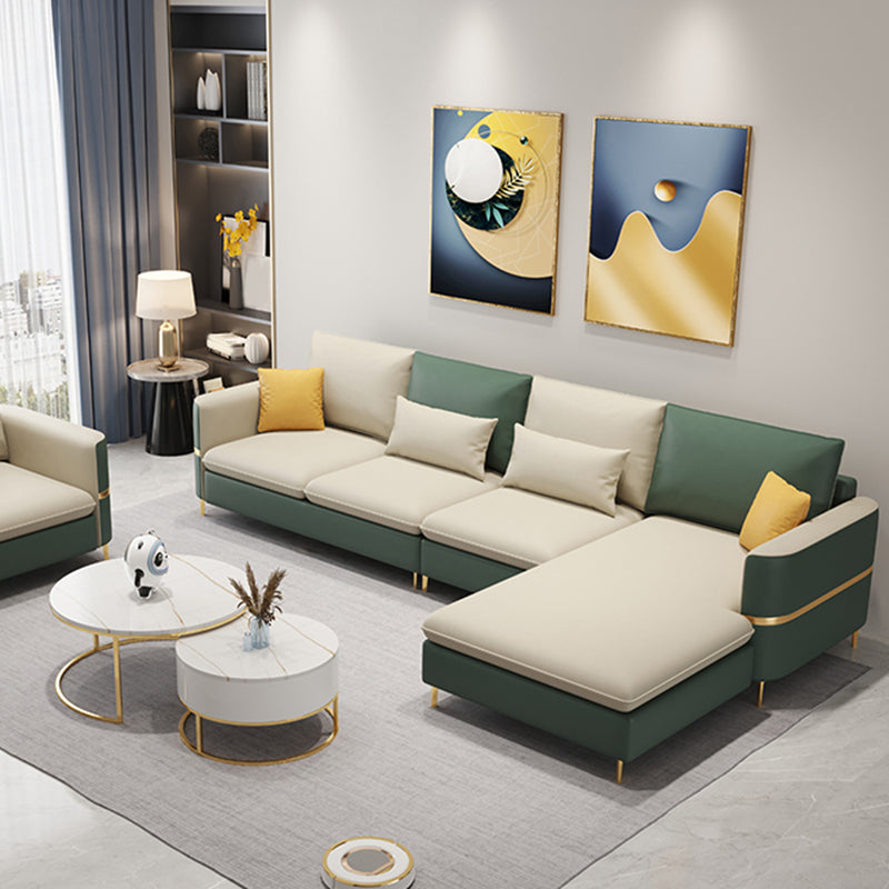 Sofa de style moderne et chaise sectionnelle en faux cuir avec oreillers de boîtier