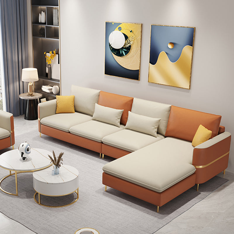 Sofa de style moderne et chaise sectionnelle en faux cuir avec oreillers de boîtier