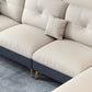 Scandinavian Stain-Resistant Faux Leather Tufted Back Beige Sofa & Chaise