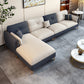 Scandinavian Stain-Resistant Faux Leather Tufted Back Beige Sofa & Chaise