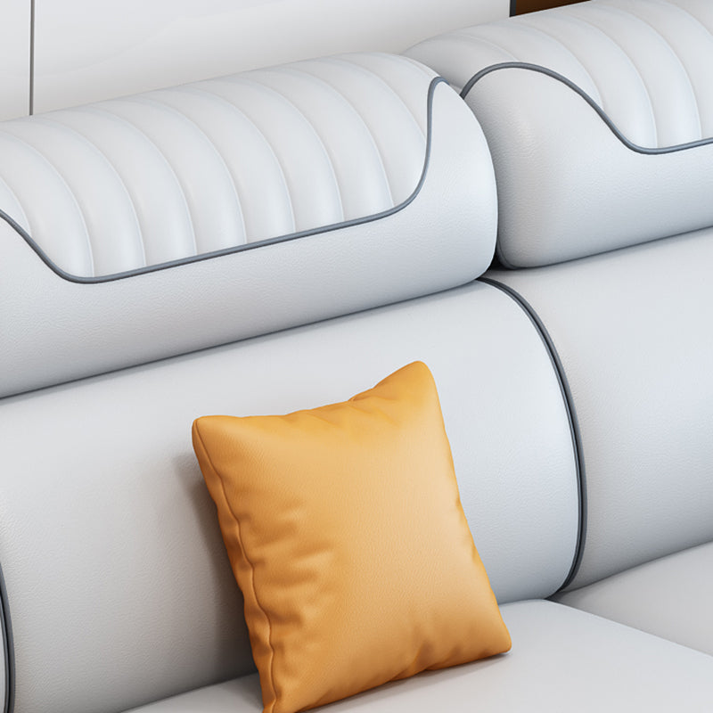 Pillow Top Arm Sewn Pillow Back Nordic Faux Leather Sofa with Chaise - 70.87" D