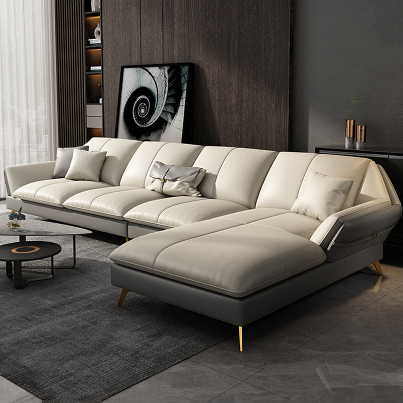 Collapsible Armrest Cushioned Backrest Sofa Bed Sponge Padded Sofa Grey Right Clearhalo 'furn' 'furn_sectionals' 'Furniture' 'Living Room Furniture' 'Sectionals' 5583414