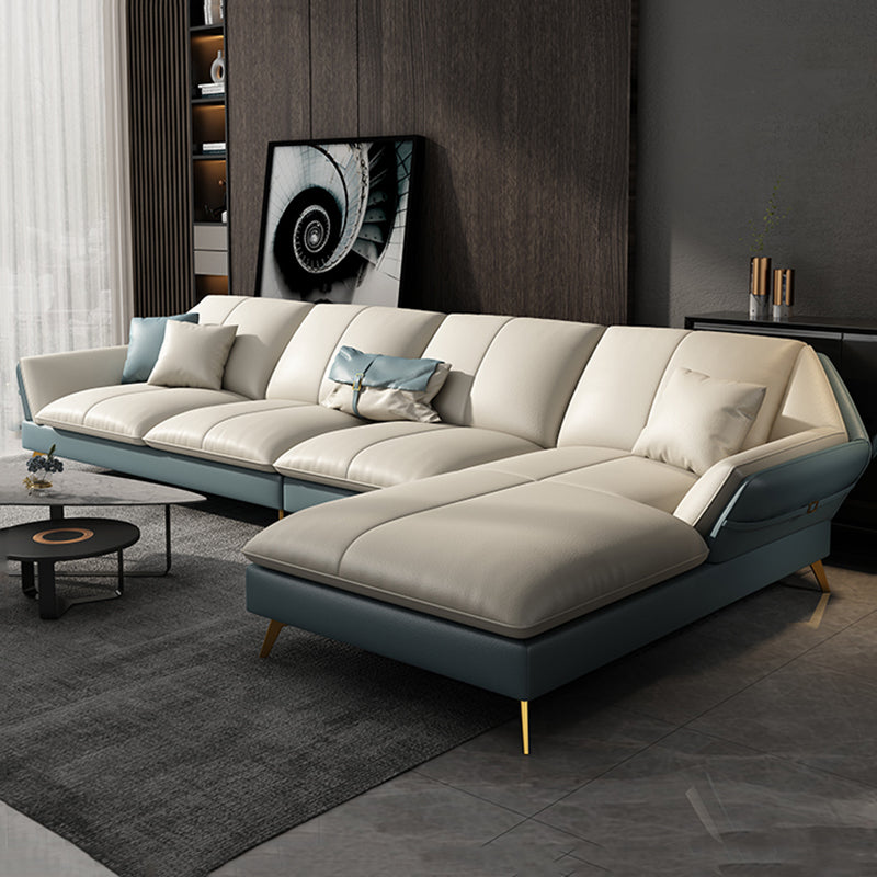 Collapsible Armrest Cushioned Backrest Sofa Bed Sponge Padded Sofa Blue Right Clearhalo 'furn' 'furn_sectionals' 'Furniture' 'Living Room Furniture' 'Sectionals' 5583415