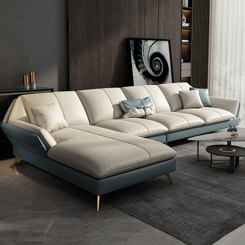 Collapsible Armrest Cushioned Backrest Sofa Bed Sponge Padded Sofa Blue Left Clearhalo 'furn' 'furn_sectionals' 'Furniture' 'Living Room Furniture' 'Sectionals' 5583417