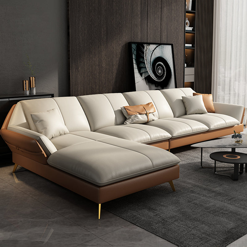 Collapsible Armrest Cushioned Backrest Sofa Bed Sponge Padded Sofa Orange Left Clearhalo 'furn' 'furn_sectionals' 'Furniture' 'Living Room Furniture' 'Sectionals' 5583426