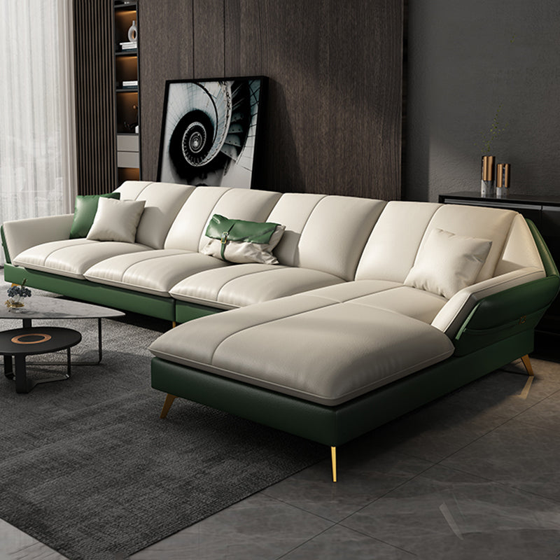 Collapsible Armrest Cushioned Backrest Sofa Bed Sponge Padded Sofa Green Right Clearhalo 'furn' 'furn_sectionals' 'Furniture' 'Living Room Furniture' 'Sectionals' 5583427