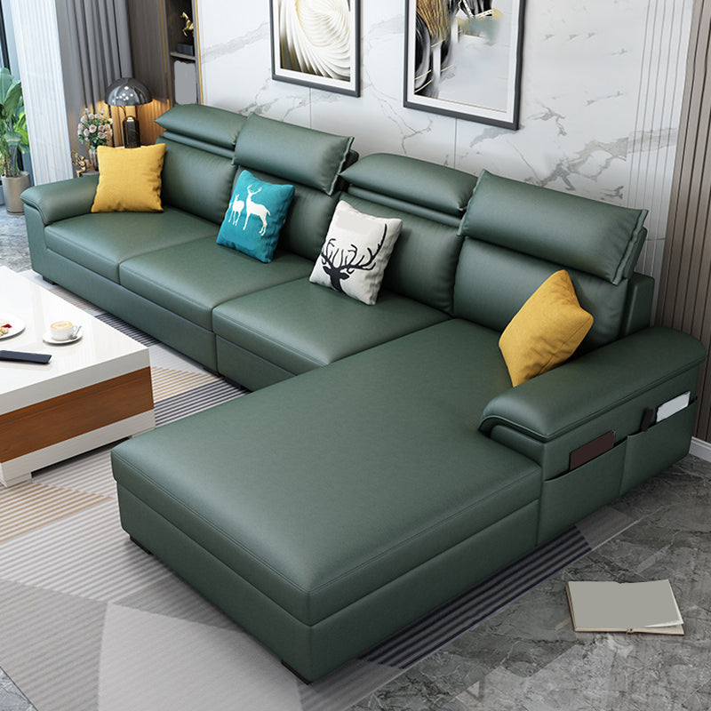 モダンスタイルのソファベッドソリッドウッドフレーム模倣レザービルトインアームレストソファ