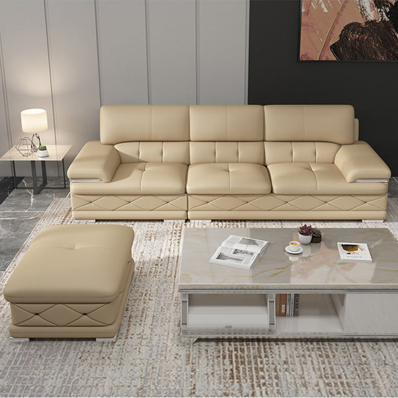 Upholstered Armrest Cushioned Back Sponge Padded Sofa Bed Grey/yellow Sofa Clearhalo 'furn' 'furn_sectionals' 'Furniture' 'Living Room Furniture' 'Sectionals' 5583542