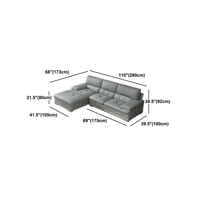 Upholstered Armrest Cushioned Back Sponge Padded Sofa Bed Grey/yellow Sofa Clearhalo 'furn' 'furn_sectionals' 'Furniture' 'Living Room Furniture' 'Sectionals' 5583552