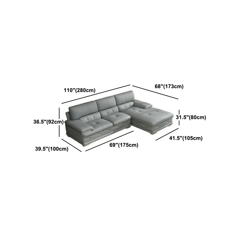 Upholstered Armrest Cushioned Back Sponge Padded Sofa Bed Grey/yellow Sofa Clearhalo 'furn' 'furn_sectionals' 'Furniture' 'Living Room Furniture' 'Sectionals' 5583553