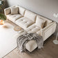 Nordic Style Sectional Feather Cushion Filled Flannelette Beige Sofa