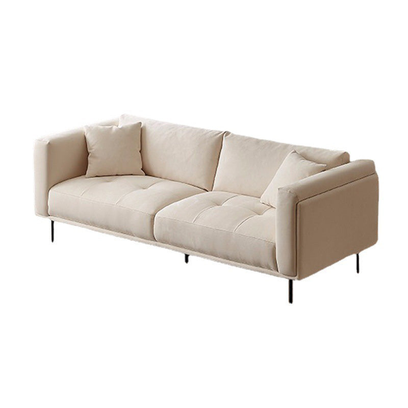 Nordic Style Sectional Feather Cushion Filled Flannelette Beige Sofa