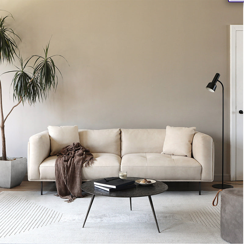 Nordic Style Sectional Feather Cushion Filled Flannelette Beige Sofa