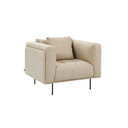 Nordic Style Sectional Feather Cushion Filled Flannelette Beige Sofa