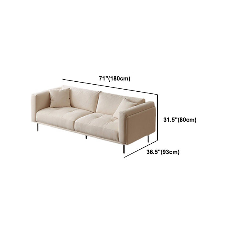 Nordic Style Sectional Feather Cushion Filled Flannelette Beige Sofa