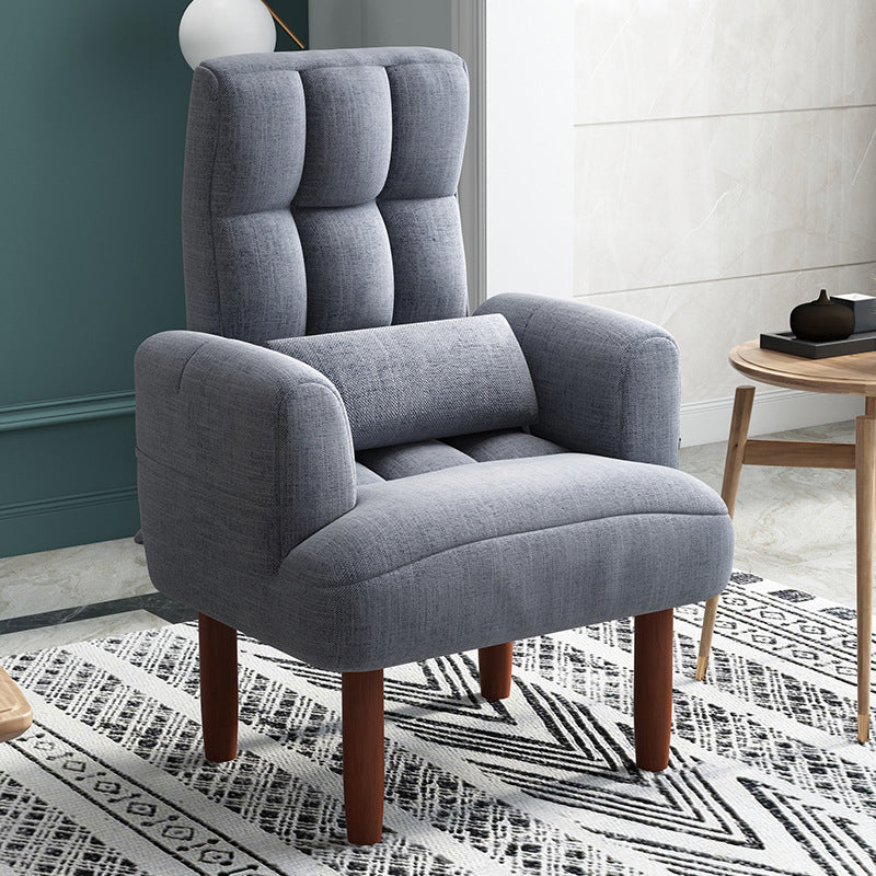 27.55"W Linen Square Arms Convertible Chair with Biscuit Back and Basic Four Legs