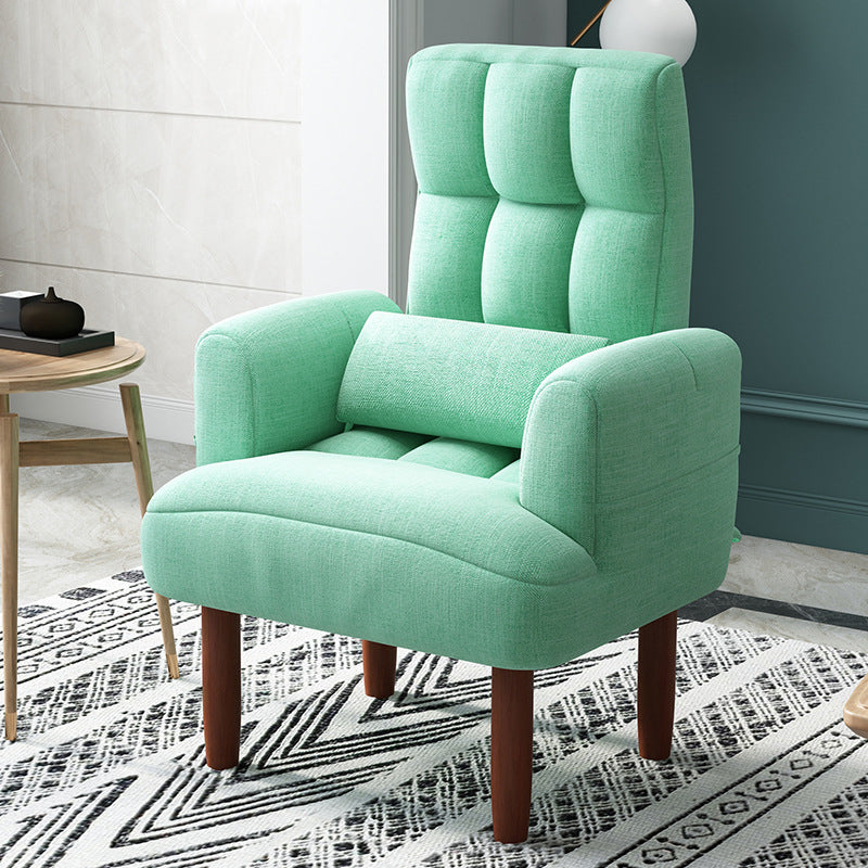 27.55"W Linen Square Arms Convertible Chair with Biscuit Back and Basic Four Legs