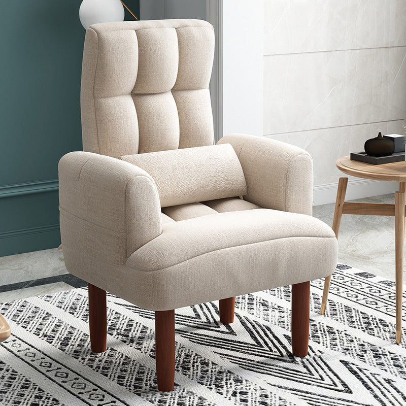 27.55"W Linen Square Arms Convertible Chair with Biscuit Back and Basic Four Legs