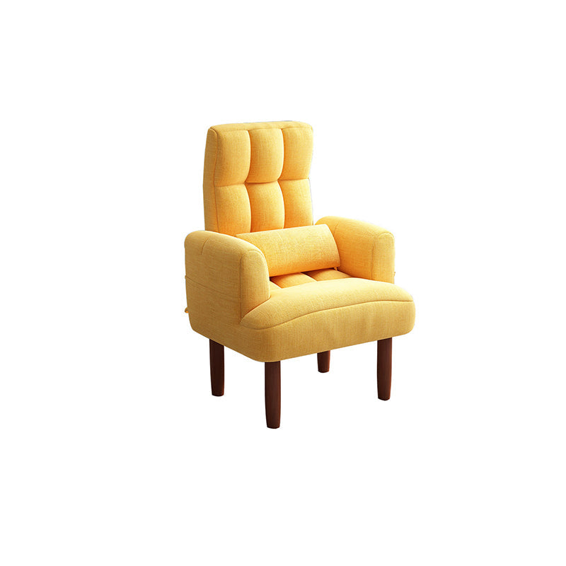 27.55"W Linen Square Arms Convertible Chair with Biscuit Back and Basic Four Legs