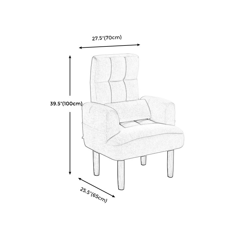 27.55"W Linen Square Arms Convertible Chair with Biscuit Back and Basic Four Legs