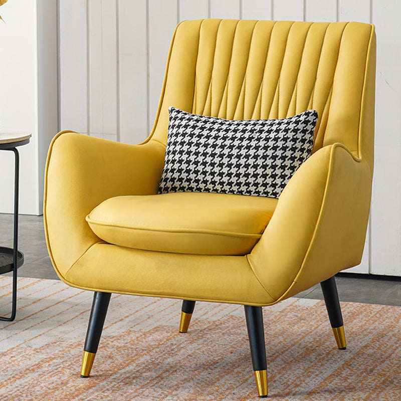 Faux Leather Chair 31.4" L x 27.5" W x 35.4" H Arms Included Chair Yellow Clearhalo 'Accent Chairs' 'accent_chairs' 'Chairs & Seating' 'furn' 'furn_accent_chairs' 'Furniture' 'Living Room Furniture' 5583857