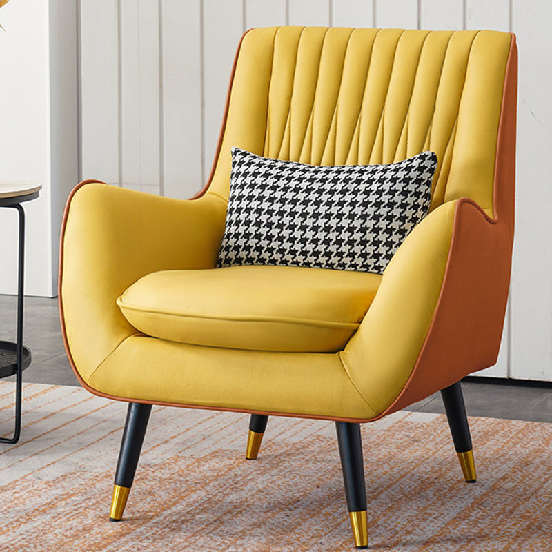Faux Leather Chair 31.4" L x 27.5" W x 35.4" H Arms Included Chair Orange Yellow Clearhalo 'Accent Chairs' 'accent_chairs' 'Chairs & Seating' 'furn' 'furn_accent_chairs' 'Furniture' 'Living Room Furniture' 5583864