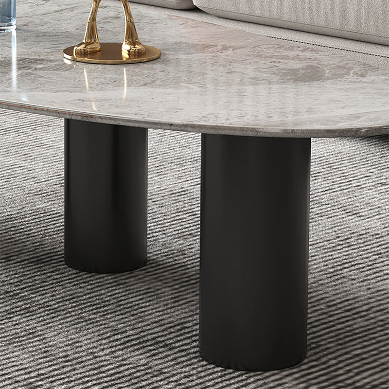 3 Legs Oval Coffee Table Minimalist Slate Coffee Table for Living Room