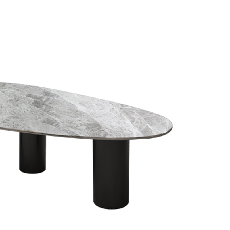 3 Legs Oval Coffee Table Minimalist Slate Coffee Table for Living Room