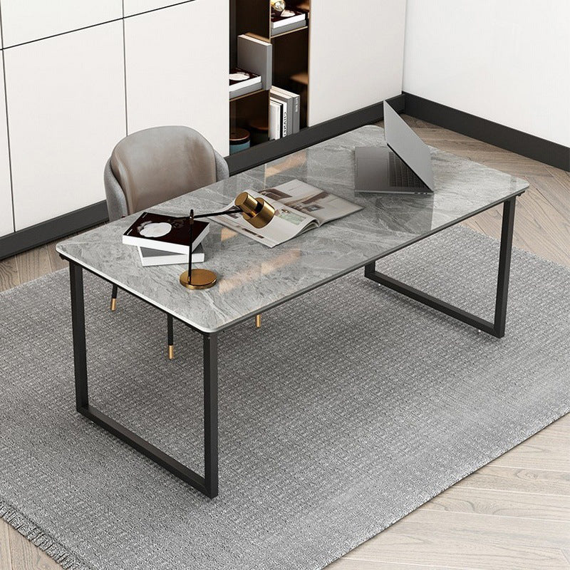 Modern Style Slate Table with Rectangular Black Metal Sleigh Base Coffee Table Clearhalo 'Coffee & Accent Tables' 'Coffee Tables' 'coffee_tables' 'furn' 'furn_coffee_tables' 'Furniture' 'Living Room Furniture' 5584481
