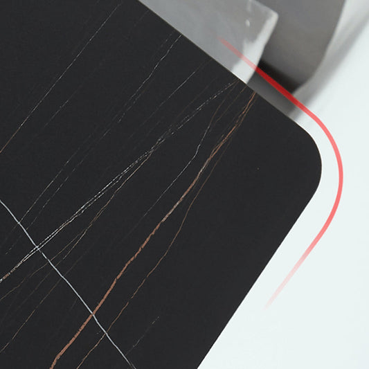 Tavolino in ardesia in stile moderno con tavolino da caffè a base di cavalletto rettangolare in metallo nero