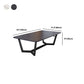 Modern Style Slate Table with Rectangular Black Metal Trestle Type Base Coffee Table