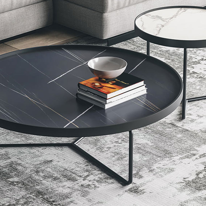 2 Piece Round Nesting Tables Modern Minimalist Slate Coffee Table Clearhalo 'Coffee & Accent Tables' 'Coffee Tables' 'coffee_tables' 'furn' 'furn_coffee_tables' 'Furniture' 'Living Room Furniture' 5584526